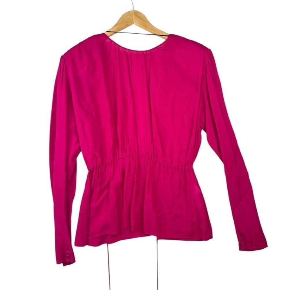 New Zara Long Sleeve Shoulder Pad Blouse size Small Pink